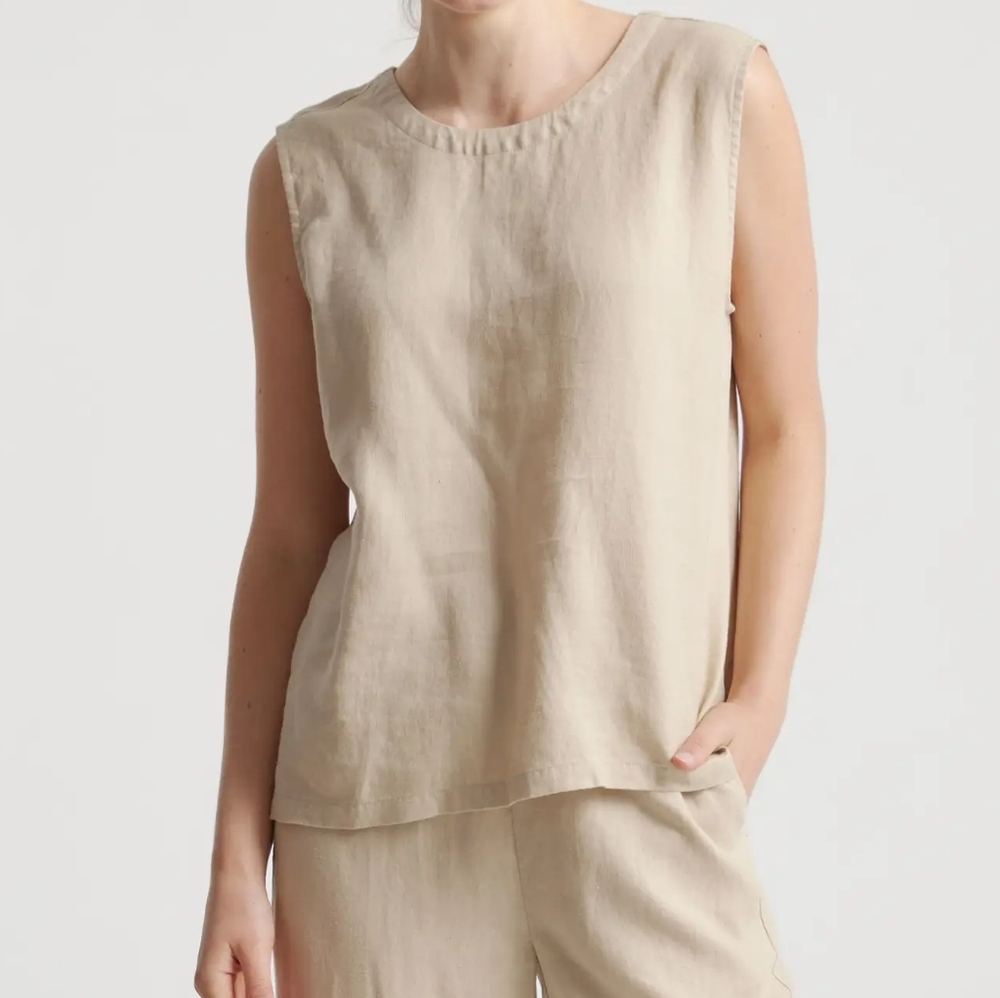 Quince Womens Linen Tank Top M Driftwood